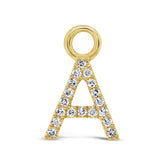 0.06ct 14k Yellow Gold Diamond "A" Hoop Charm